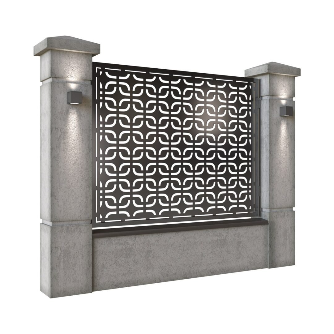 Panou de gard mare din tabla decupata (traforata) CNC cu plasma, model Classic, SM CLS03, 1940 x 1500 mm, Negru - imagine 2