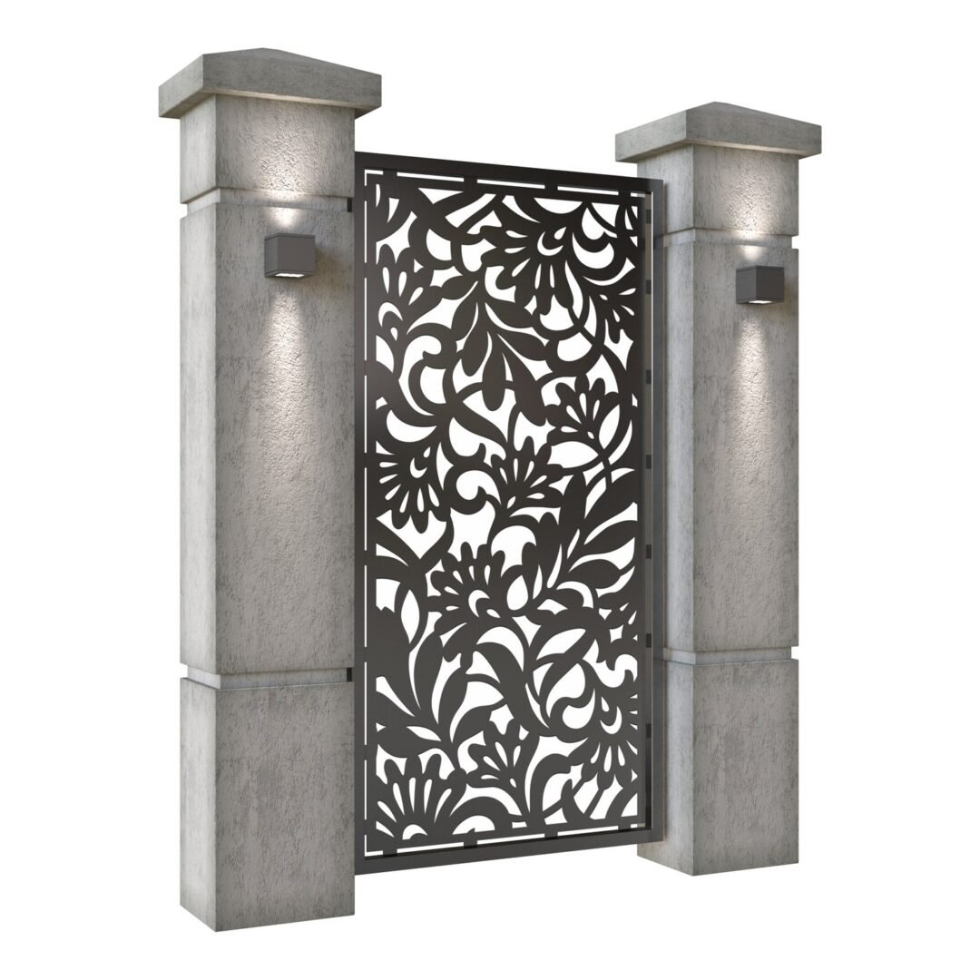 Poarta pietonala din tabla decupata (traforata CNC) cu plasma, model Bali, SM BLI01, 990 x 1940 mm, Negru - imagine 2