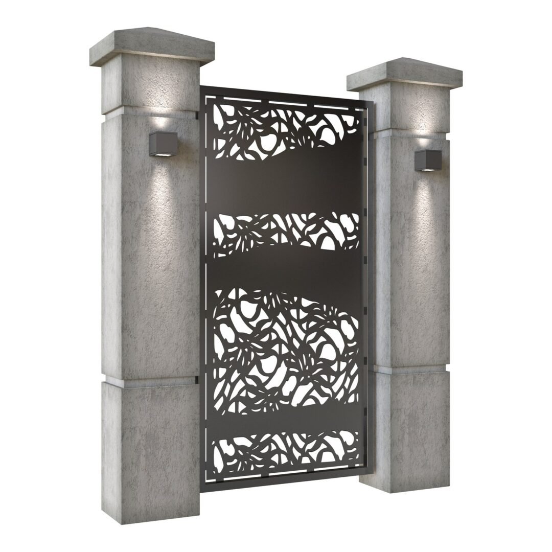 Poarta pietonala din tabla decupata (traforata CNC) cu plasma, model Band, SM BND01, 990 x 1940 mm, Negru - imagine 2