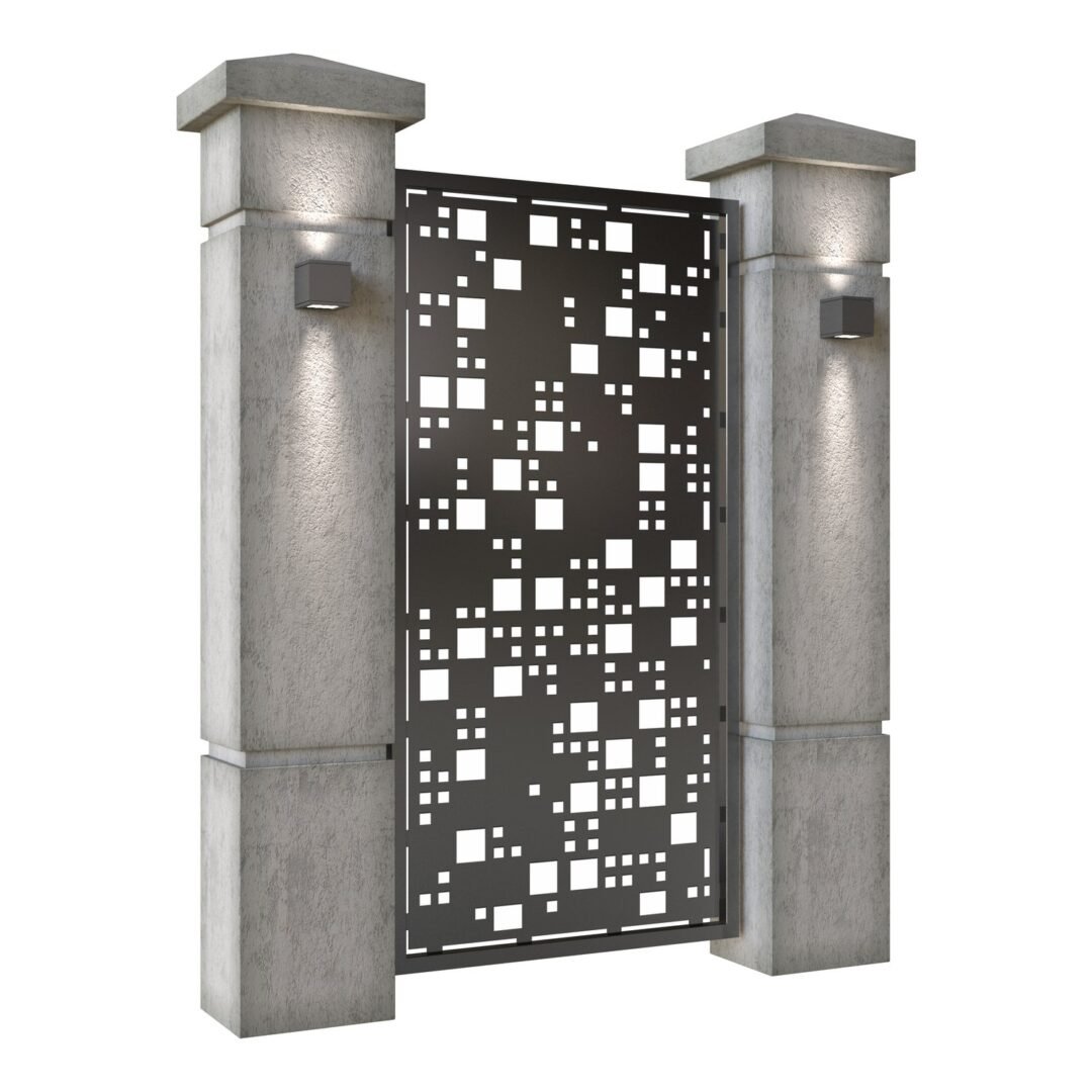 Poarta pietonala din tabla decupata (traforata CNC) cu plasma, model Camuflaj, SM CMF01, 990 x 1940 mm, Negru - imagine 2