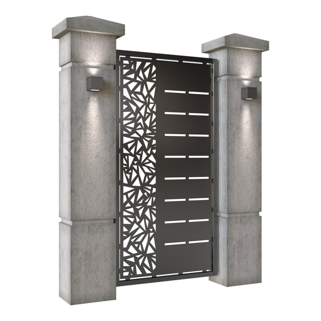 Poarta pietonala din tabla decupata (traforata CNC) cu plasma, model Decor, SM DCR01, 990 x 1940 mm, Negru - imagine 2
