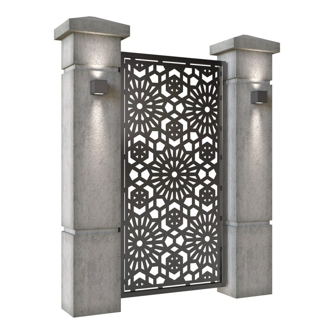 Poarta pietonala din tabla decupata (traforata CNC) cu plasma, model Doha, SM DHA01, 990 x 1940 mm, Negru - imagine 2