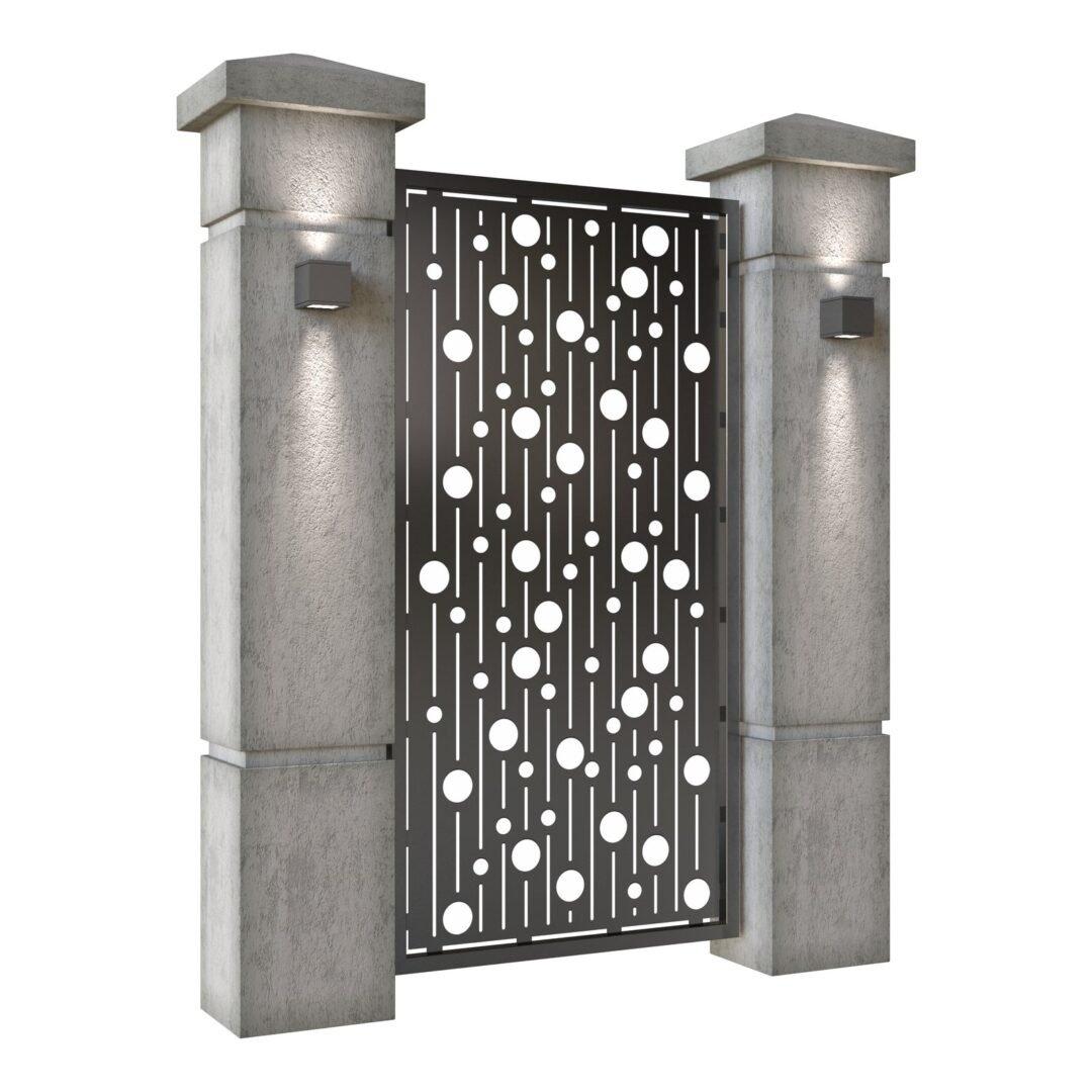 Poarta pietonala din tabla decupata (traforata CNC) cu plasma, model Dotto, SM DT001, 990 x 1940 mm, Negru - imagine 2