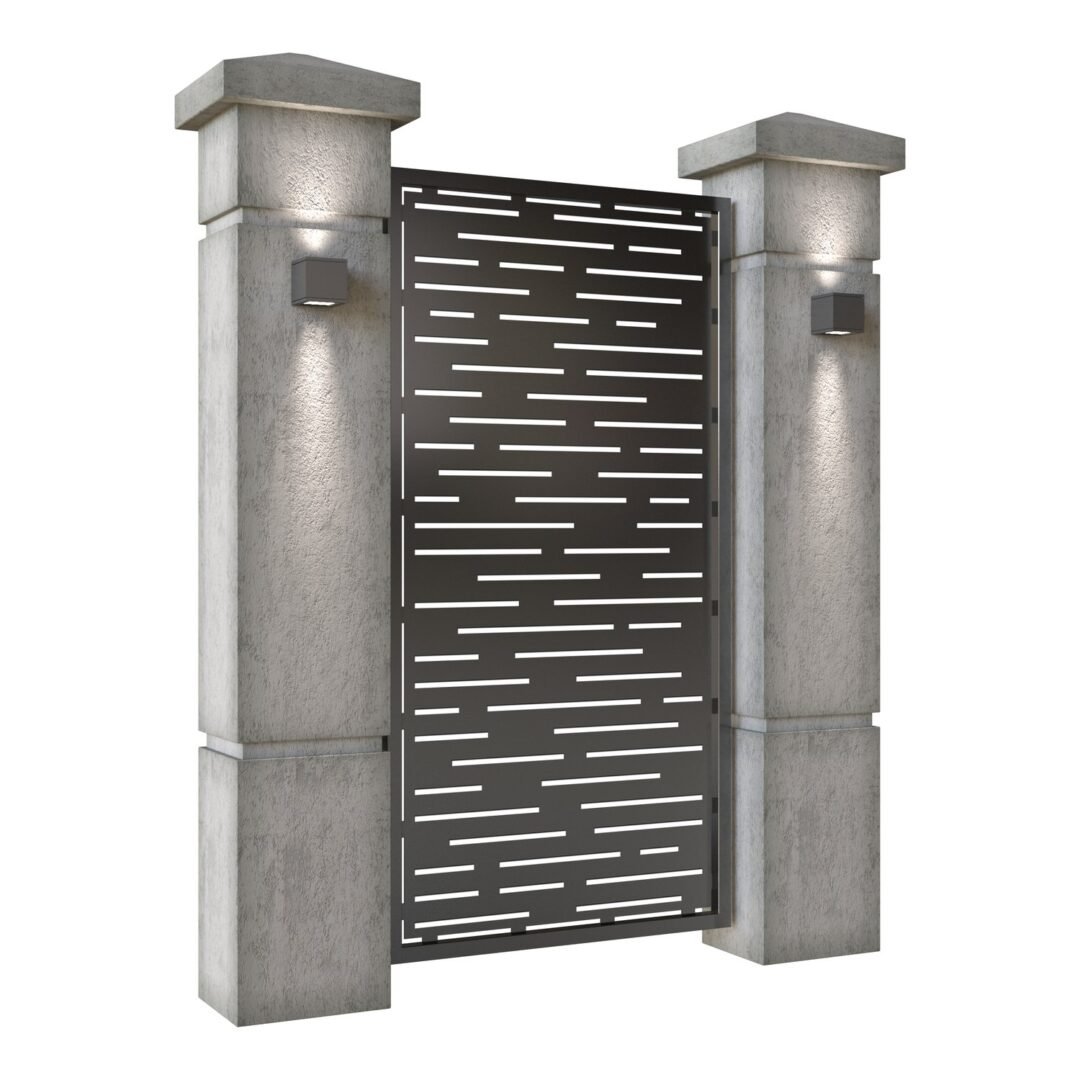 Poarta pietonala din tabla decupata (traforata CNC) cu plasma, model Dungi, SM DNG01, 990 x 1940 mm, Negru - imagine 2