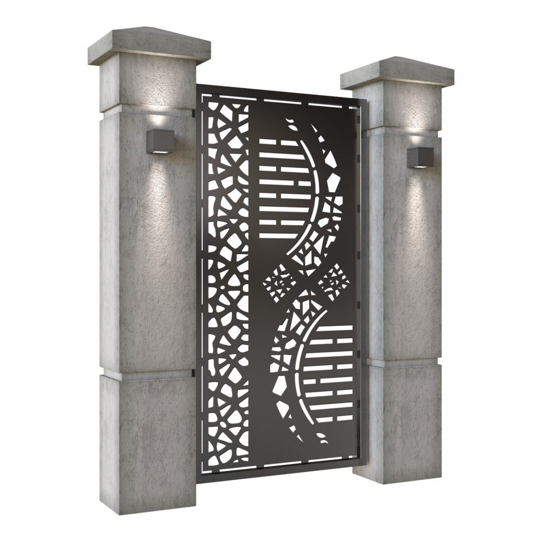 Poarta pietonala din tabla decupata (traforata CNC) cu plasma, model Fantasy, SM FTS01, 990 x 1940 mm, Negru - imagine 2