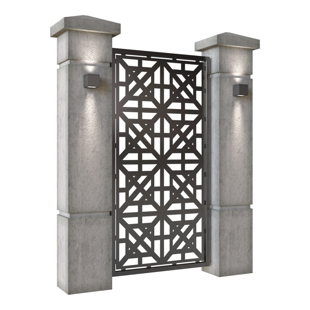 Poarta pietonala din tabla decupata (traforata CNC) cu plasma, model Grande, SM GRN01, 990 x 1940 mm, Negru - imagine 2