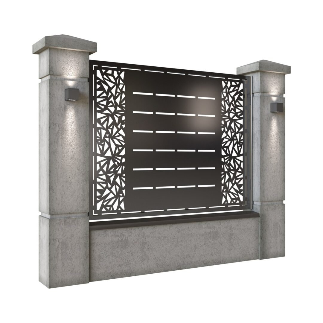 Panou de gard mare din tabla decupata (traforata) CNC cu plasma, model Decor, SM DCR03, 1940 x 1500 mm, Negru - imagine 2