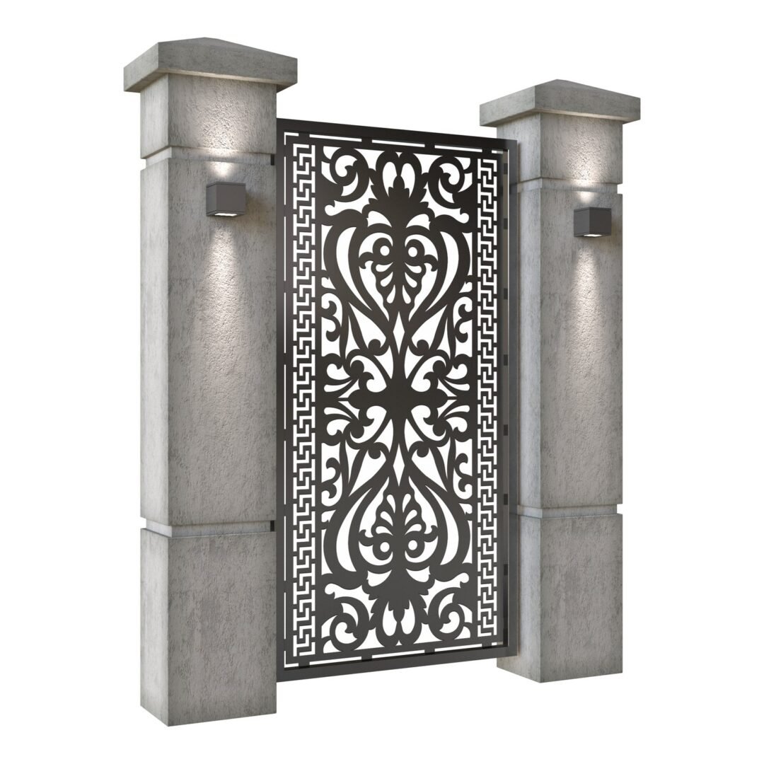 Poarta pietonala din tabla decupata (traforata CNC) cu plasma, model Palace, SM PLC01, 990 x 1940 mm, Negru - imagine 2