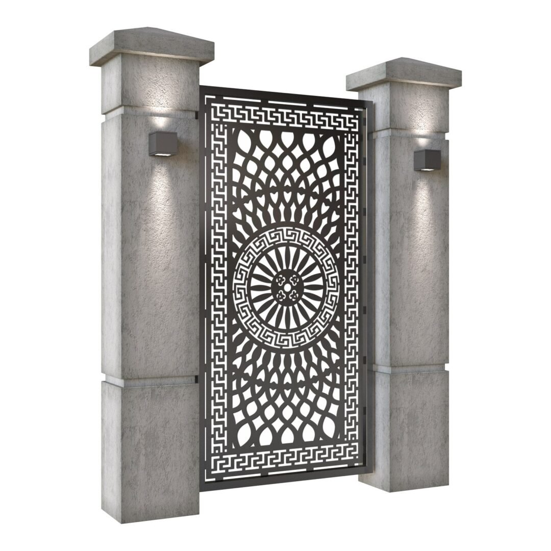 Poarta pietonala din tabla decupata (traforata CNC) cu plasma, model Qatar, SM QTR01, 990 x 1940 mm, Negru - imagine 2