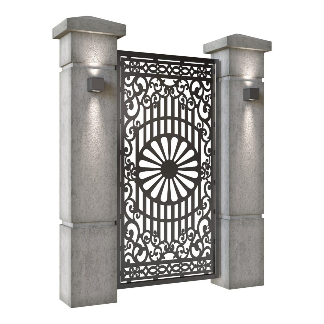Poarta pietonala din tabla decupata (traforata CNC) cu plasma, model Romani, SM RMN01, 990 x 1940 mm, Negru - imagine 2