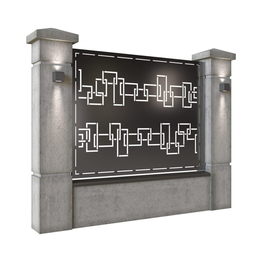 Panou de gard mare din tabla decupata (traforata) CNC cu plasma, model Domino, SM DMN03, 1940 x 1500 mm, Negru - imagine 2