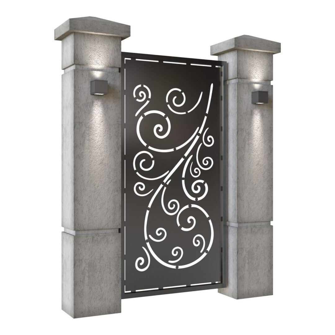 Poarta pietonala din tabla decupata (traforata CNC) cu plasma, model Sofia, SM SOF01, 990 x 1940 mm, Negru - imagine 2