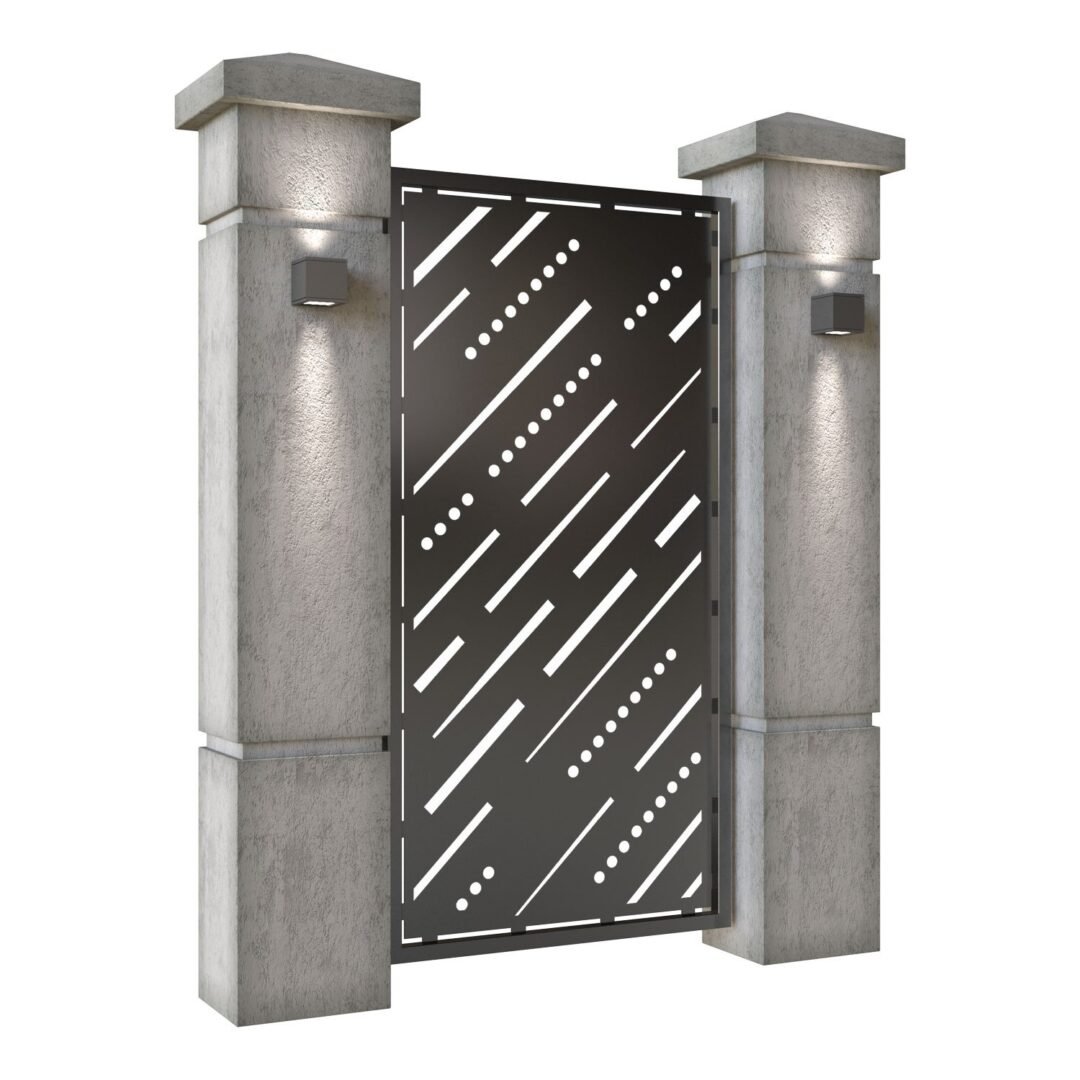 Poarta pietonala din tabla decupata (traforata CNC) cu plasma, model Tokyo, SM TKO01, 990 x 1940 mm, Negru - imagine 2