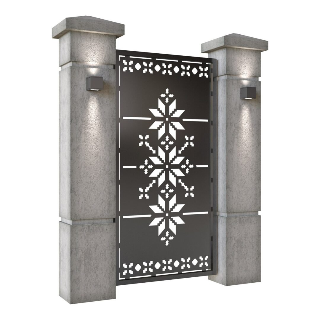 Poarta pietonala din tabla decupata (traforata CNC) cu plasma, model Traditional, SM TRD01, 990 x 1940 mm, Negru - imagine 2