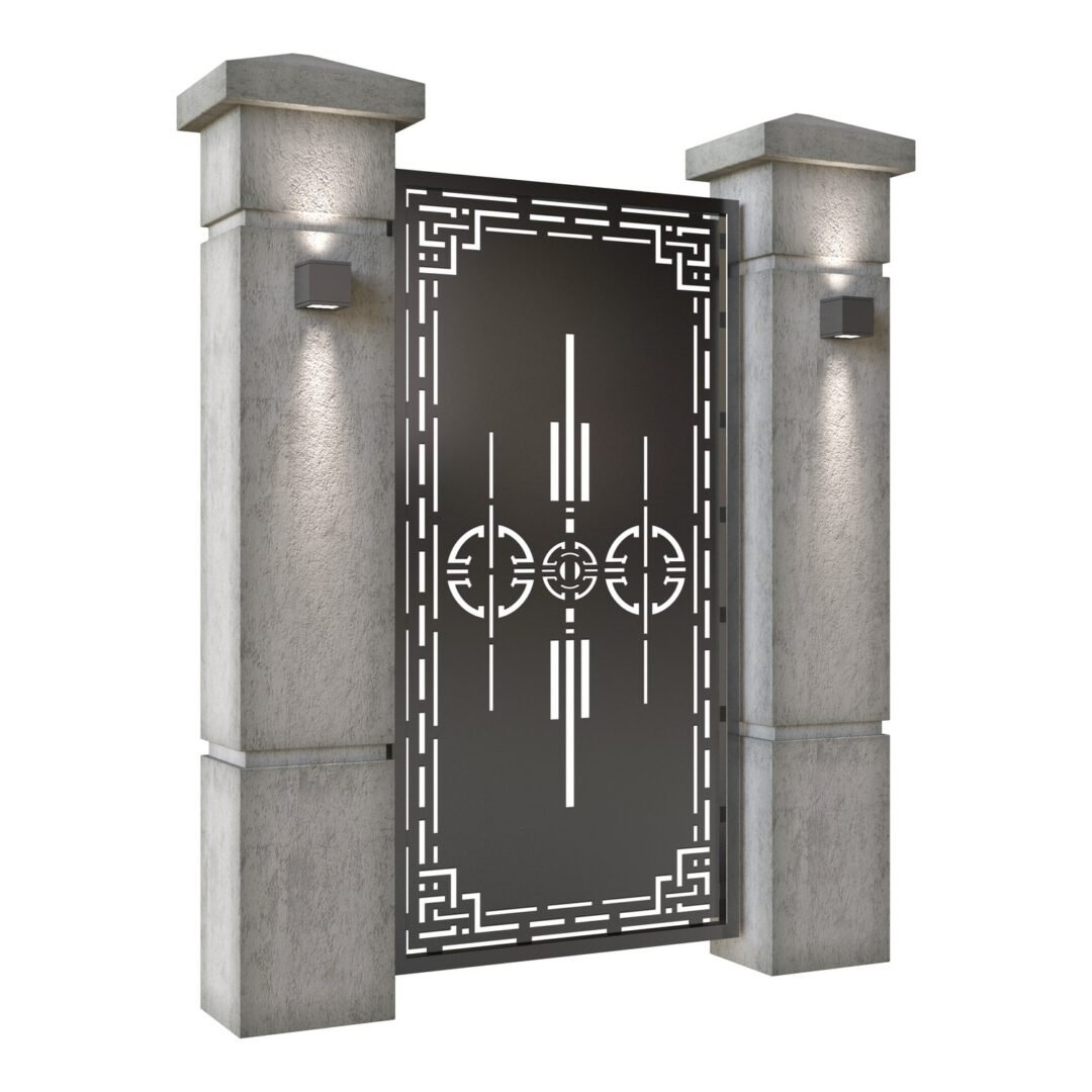 Poarta pietonala din tabla decupata (traforata CNC) cu plasma, model Tribal, SM TRB01, 990 x 1940 mm, Negru - imagine 2