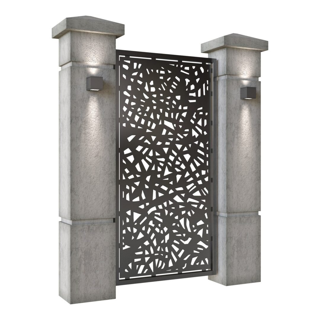 Poarta pietonala din tabla decupata (traforata CNC) cu plasma, model Vitralis, SM VTR01, 990 x 1940 mm, Negru - imagine 2