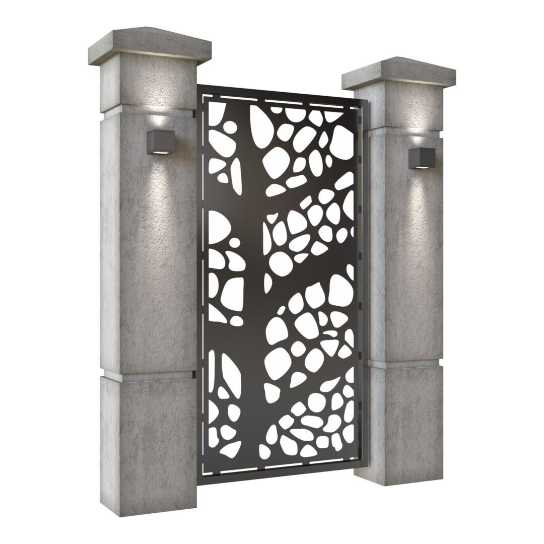 Poarta pietonala din tabla decupata (traforata CNC) cu plasma, model Vogue, SM VOG01, 990 x 1940 mm, Negru - imagine 2