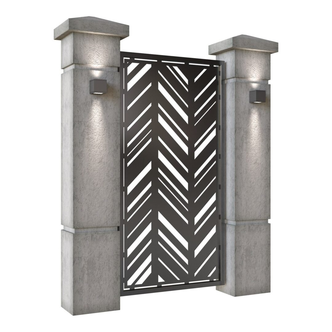 Poarta pietonala din tabla decupata (traforata CNC) cu plasma, model Zig Zag, SM ZZG01, 990 x 1940 mm, Negru - imagine 2