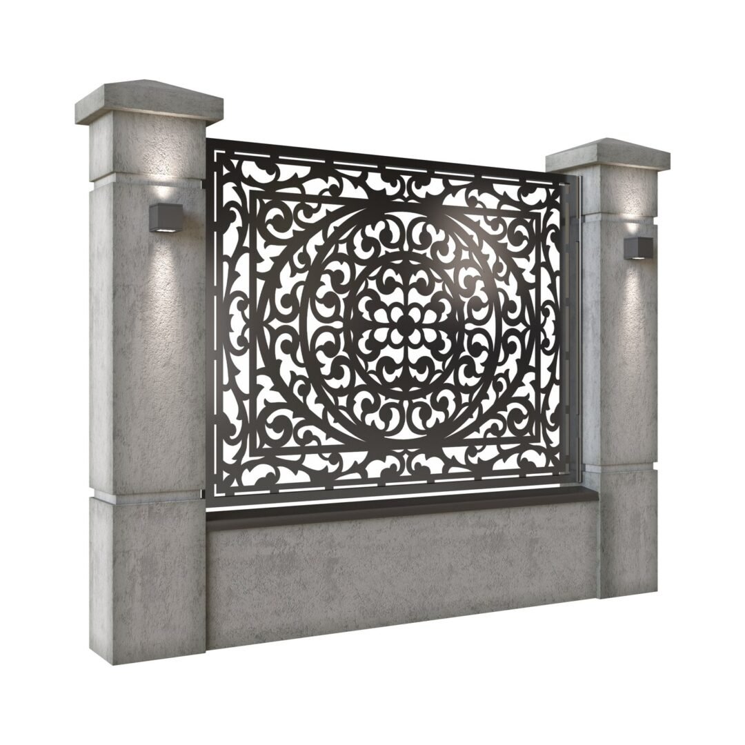 Panou de gard mare din tabla decupata (traforata) CNC cu plasma, model Eden, SM EDN03, 1940 x 1500 mm, Negru - imagine 2