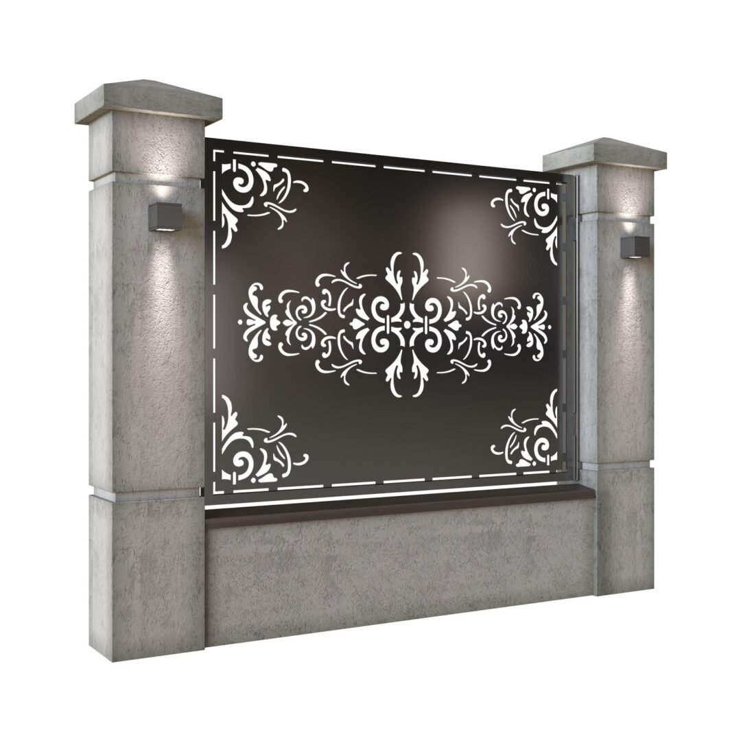 Panou de gard mare din tabla decupata (traforata) CNC cu plasma, model Eleganza, SM ELG03, 1940 x 1500 mm, Negru - imagine 2