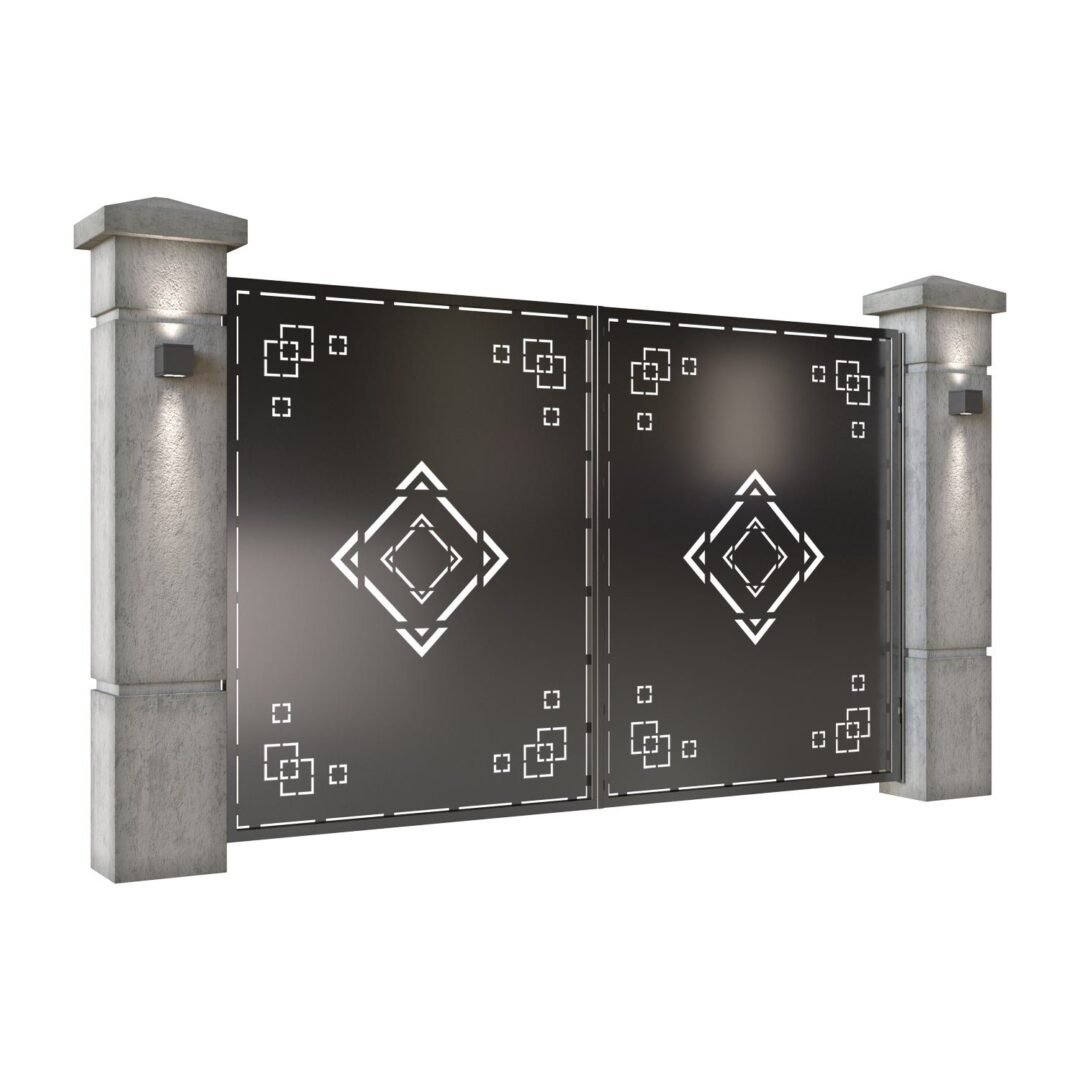 Poarta auto mica batanta din tabla decupata (traforata CNC) cu plasma, model Amalfi, SM AMF04, 3000 x 1940 mm, Negru - imagine 2