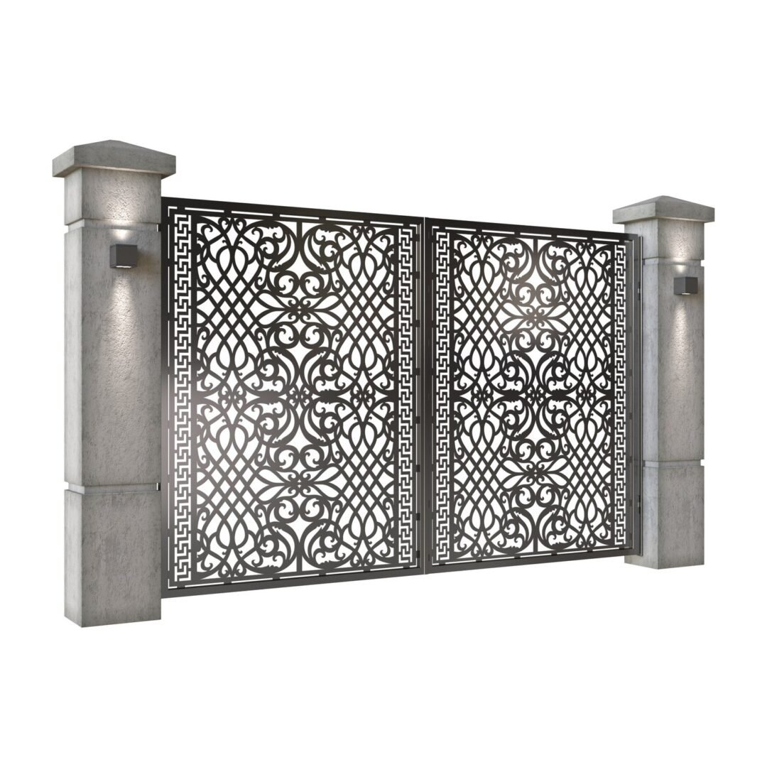 Poarta auto mica batanta din tabla decupata (traforata CNC) cu plasma, model Astoria,  SM AST04, 3000 x 1940 mm, Negru - imagine 2