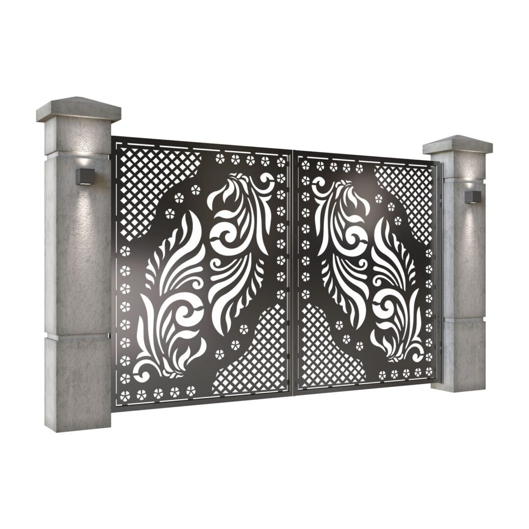 Poarta auto mica batanta din tabla decupata (traforata CNC) cu plasma, model Balkan,  SM BLK04, 3000 x 1940 mm, Negru - imagine 2