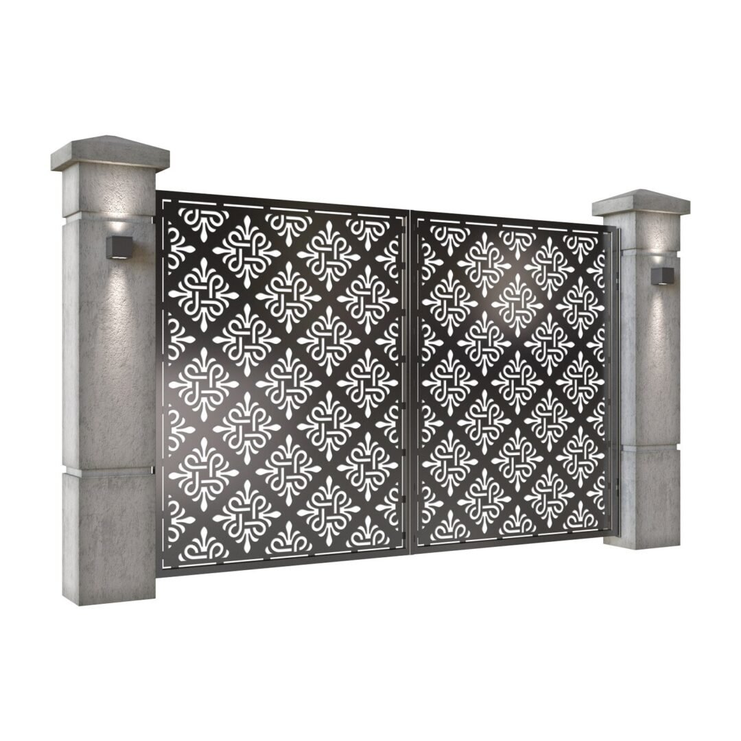 Poarta auto mica batanta din tabla decupata (traforata CNC) cu plasma, model Cairo,  SM CIR04, 3000 x 1940 mm, Negru - imagine 2