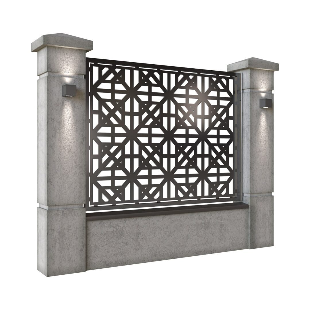 Panou de gard mare din tabla decupata (traforata) CNC cu plasma, model Grande, SM GRN03, 1940 x 1500 mm, Negru - imagine 2