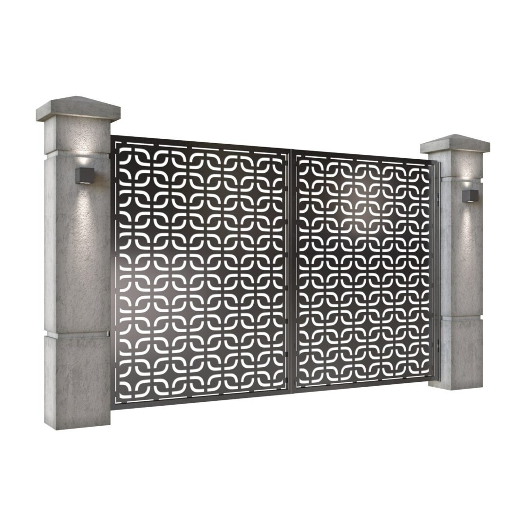 Poarta auto mica batanta din tabla decupata (traforata CNC) cu plasma, model Classic, SM CLS04, 3000 x 1940 mm, Negru - imagine 2