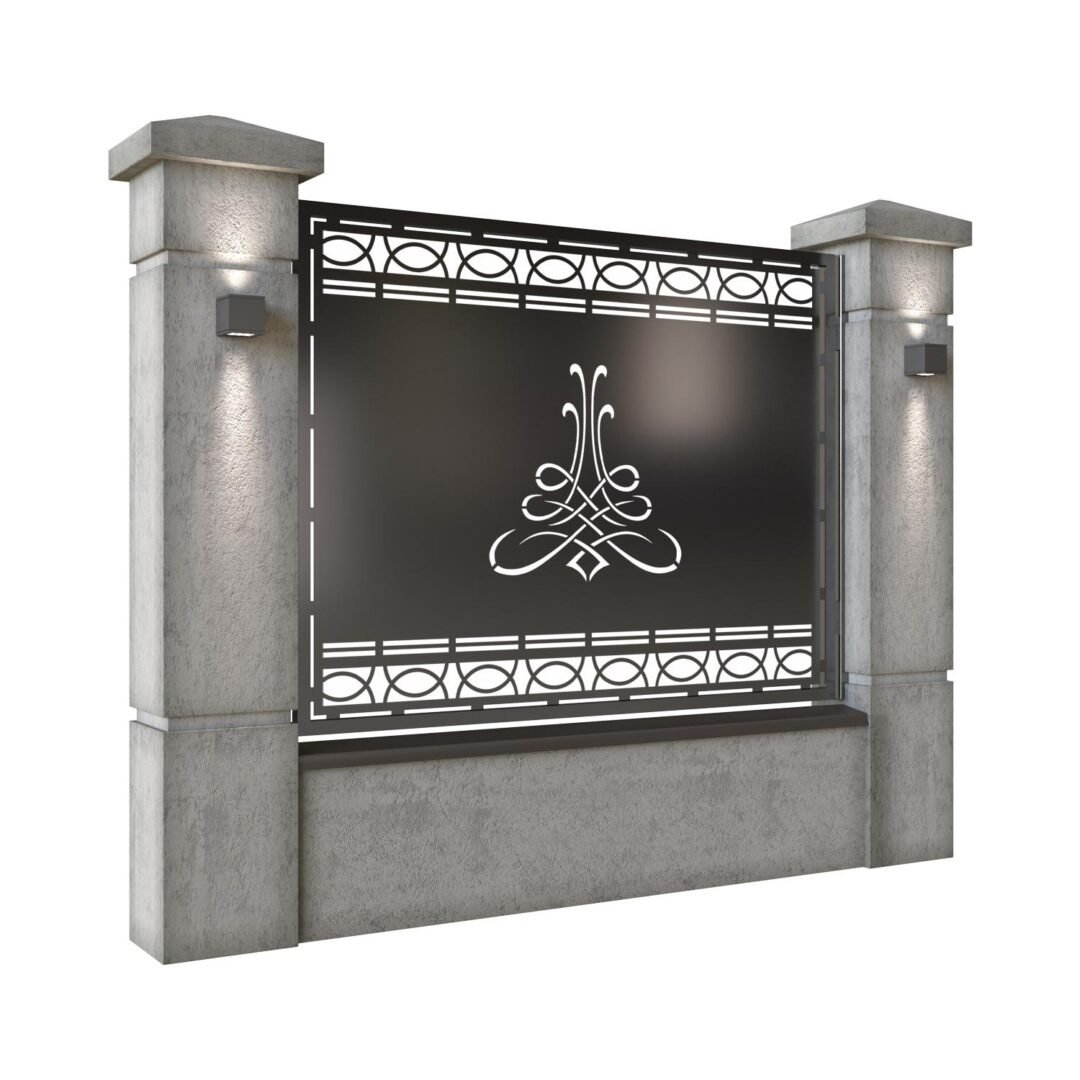 Panou de gard mare din tabla decupata (traforata) CNC cu plasma, model Lima, SM LMA03, 1940 x 1500 mm, Negru - imagine 2