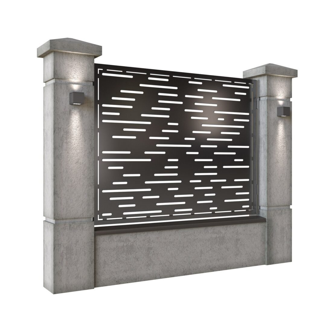 Panou de gard mare din tabla decupata (traforata) CNC cu plasma, model Lines, SM LNS03, 1940 x 1500 mm, Negru - imagine 2