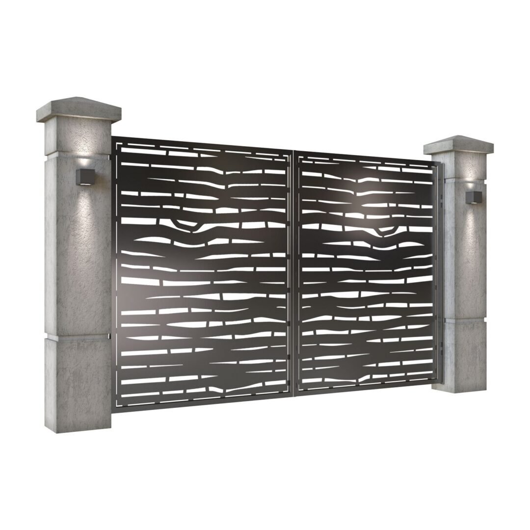 Poarta auto mica batanta din tabla decupata (traforata CNC) cu plasma, model Loft, SM LFT04, 3000 x 1940 mm, Negru - imagine 2