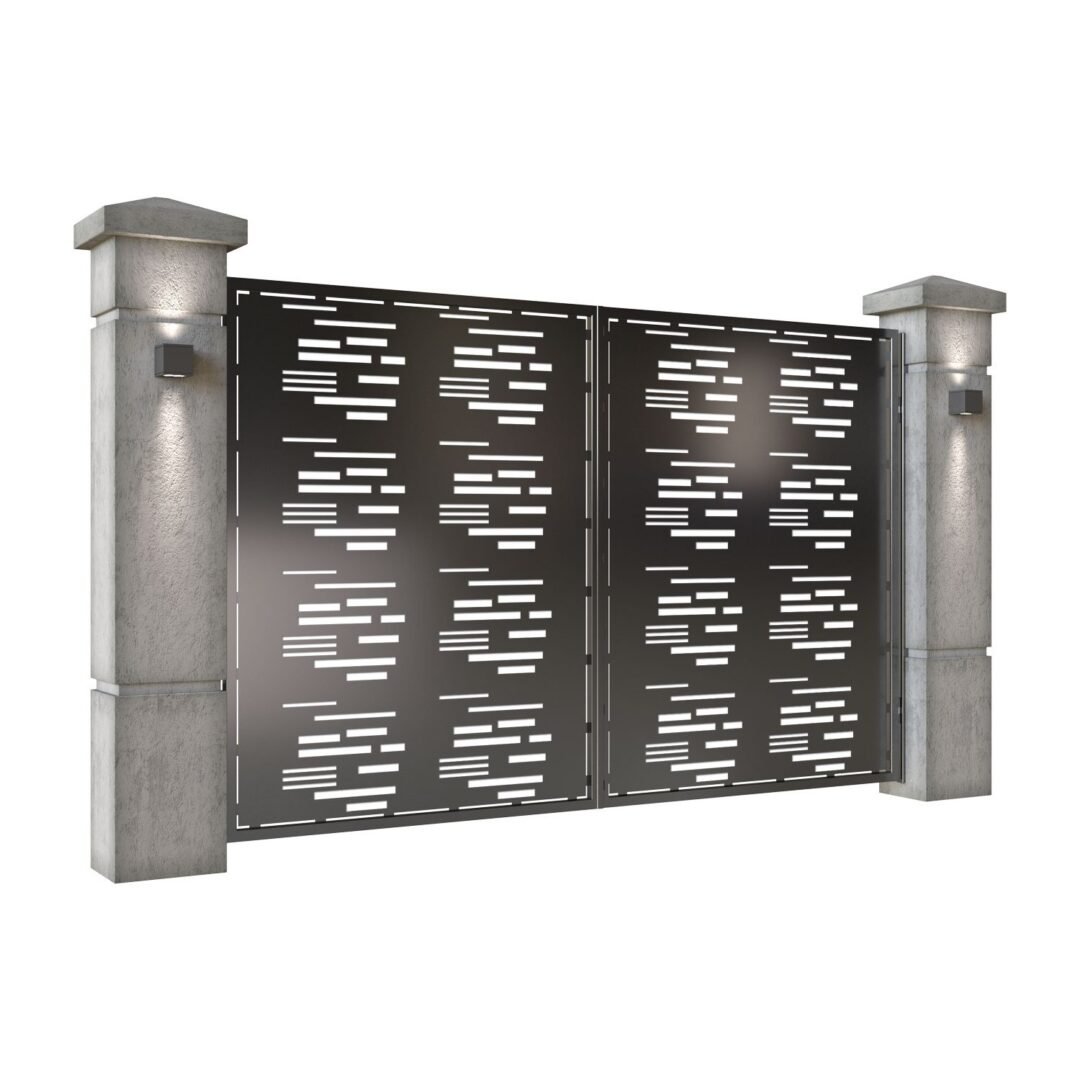 Poarta auto mica batanta din tabla decupata (traforata CNC) cu plasma, model Minimal, SM MNM04, 3000 x 1940 mm, Negru - imagine 2