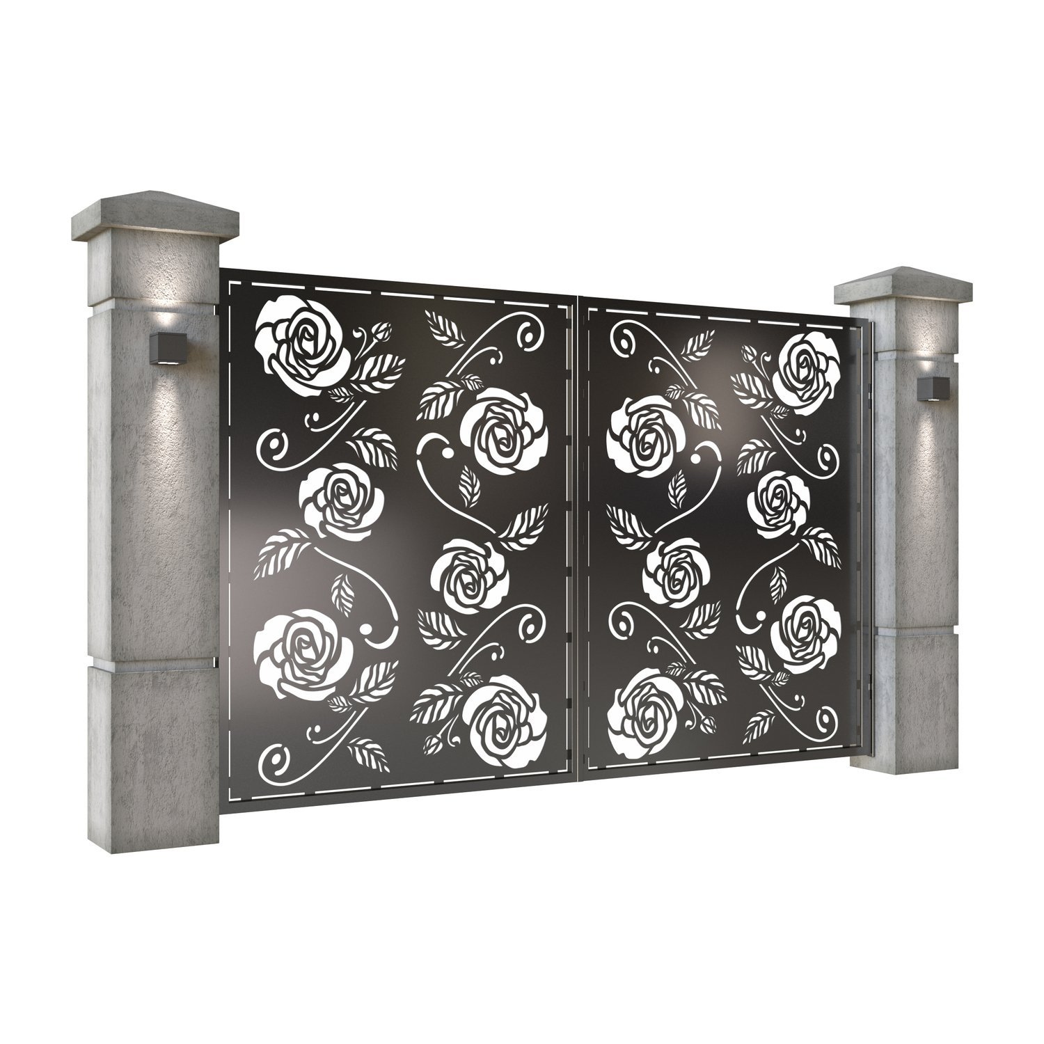 Poarta auto mica batanta din tabla decupata (traforata CNC) cu plasma, model Nostalgia, SM NSTA04, 3000 x 1940 mm, Negru - imagine 2