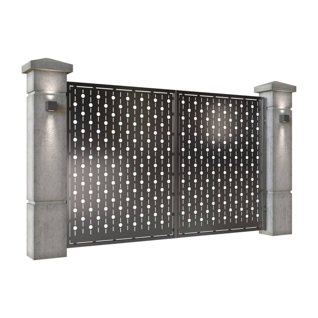 Poarta auto mica batanta din tabla decupata (traforata CNC) cu plasma, model Perla, SM PRL04, 3000 x 1940 mm, Negru - imagine 2