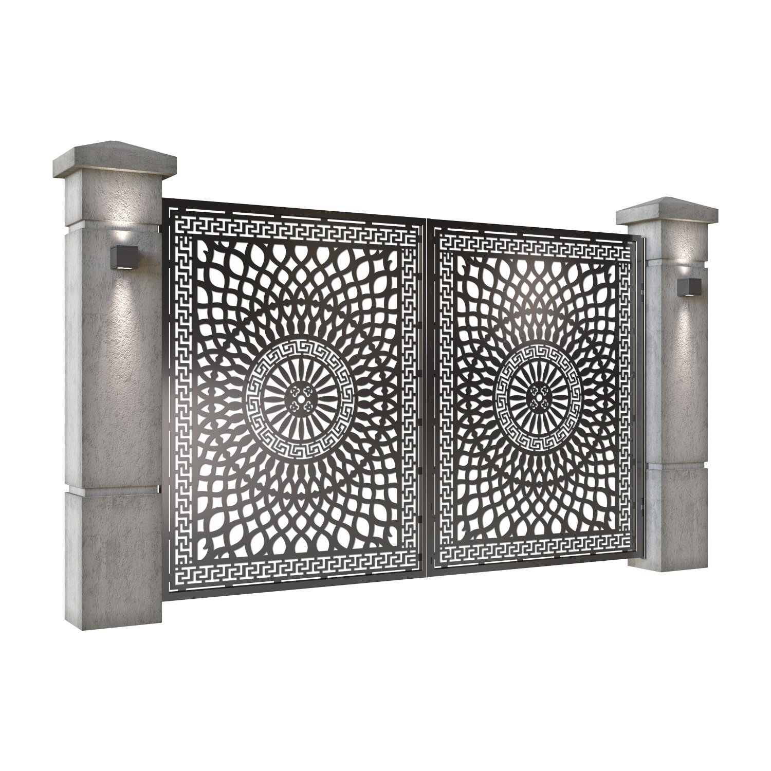 Poarta auto mica batanta din tabla decupata (traforata CNC) cu plasma, model Qatar, SM QTR04, 3000 x 1940 mm, Negru - imagine 2