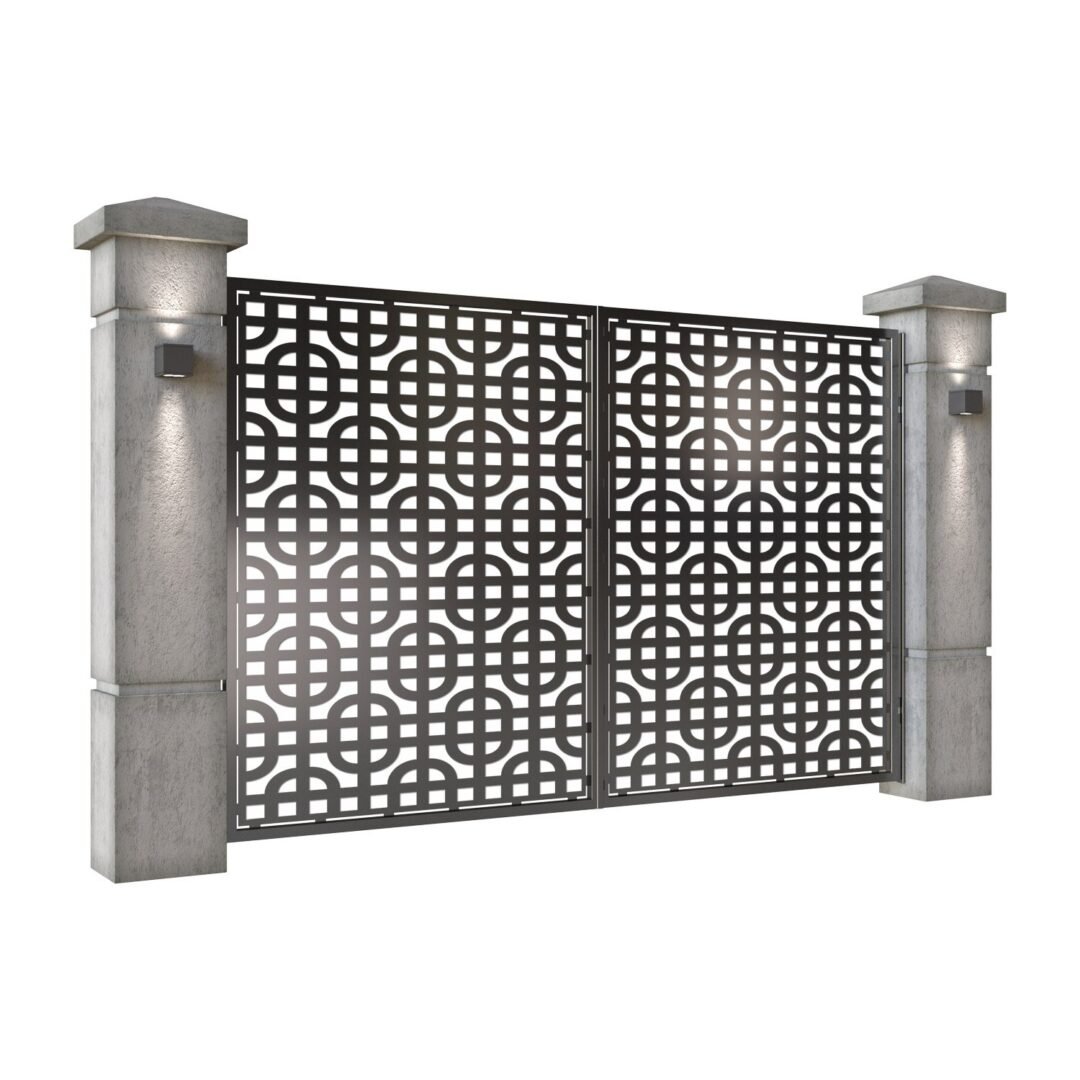 Poarta auto mica batanta din tabla decupata (traforata CNC) cu plasma, model Toronto, SM TRT04, 3000 x 1940 mm, Negru - imagine 2