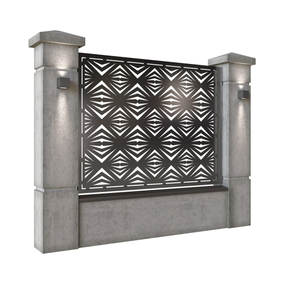 Panou de gard mare din tabla decupata (traforata) CNC cu plasma, model Maldives, SM MLD03, 1940 x 1500 mm, Negru - imagine 2