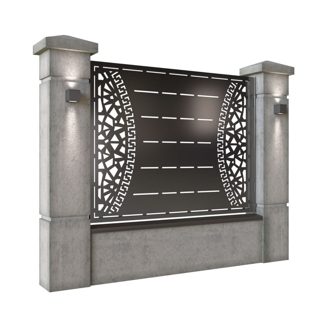 Panou de gard mare din tabla decupata (traforata) CNC cu plasma, model Milano, SM MNL03, 1940 x 1500 mm, Negru - imagine 2