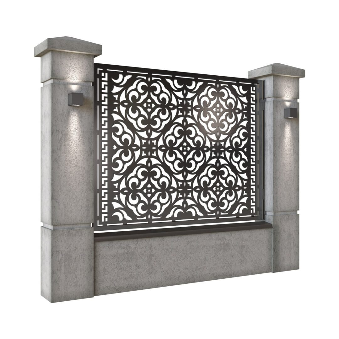 Panou de gard mare din tabla decupata (traforata) CNC cu plasma, model Artesa, SM ATS03, 1940 x 1500 mm, Negru - imagine 2