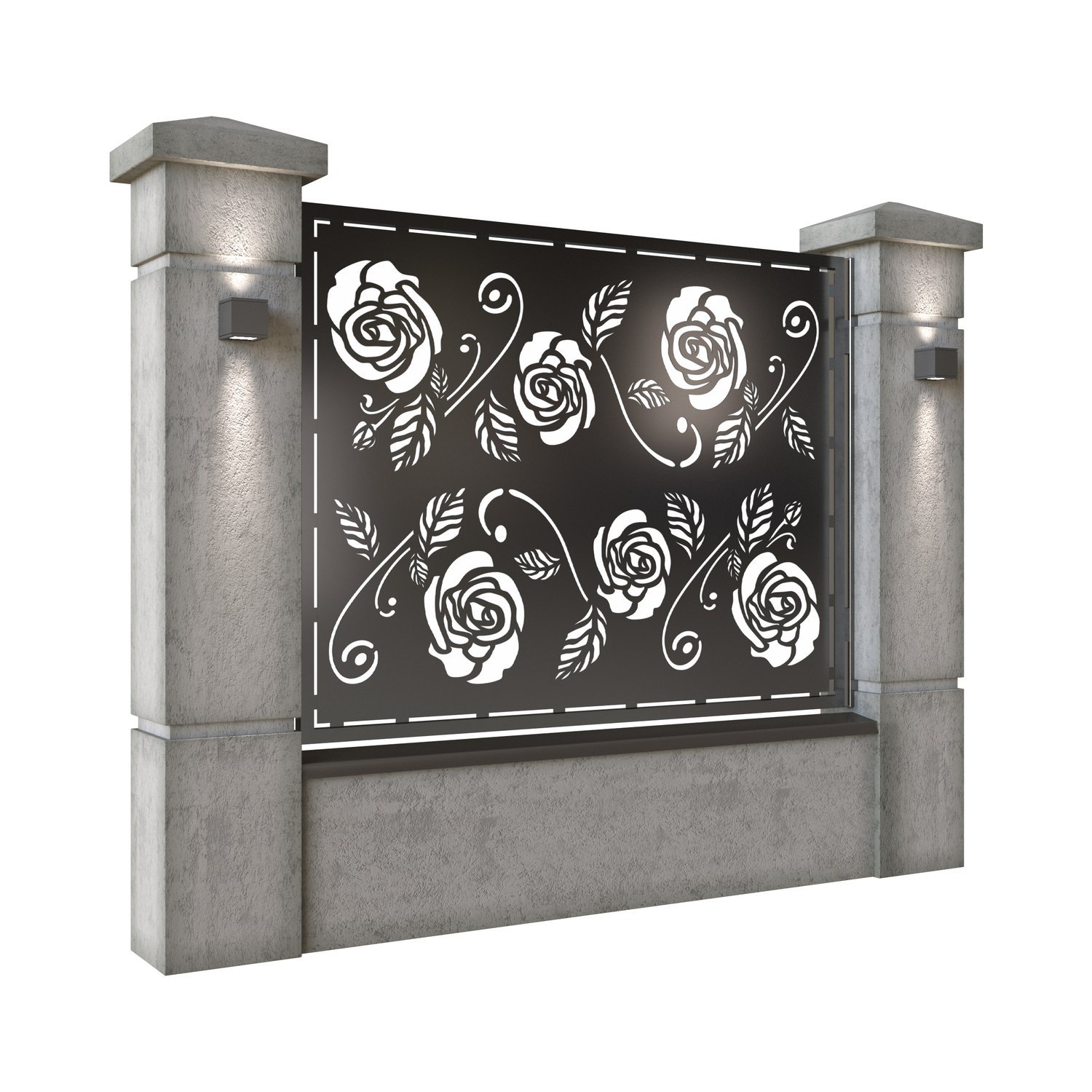 Panou de gard mare din tabla decupata (traforata) CNC cu plasma, model Nostalgia, SM NST03, 1940 x 1500 mm, Negru - imagine 2