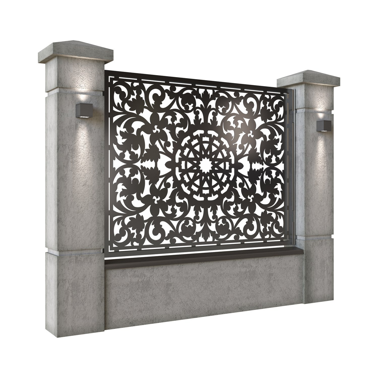 Panou de gard mare din tabla decupata (traforata) CNC cu plasma, model Oman, SM OMN03, 1940 x 1500 mm, Negru - imagine 2