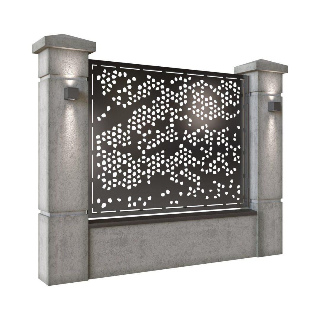 Panou de gard mare din tabla decupata (traforata) CNC cu plasma, model Pixel, SM PIX03, 1940 x 1500 mm, Negru - imagine 2