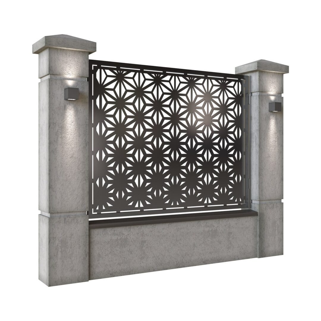 Panou de gard mare din tabla decupata (traforata) CNC cu plasma, model Premium, SM PRE03, 1940 x 1500 mm, Negru - imagine 2