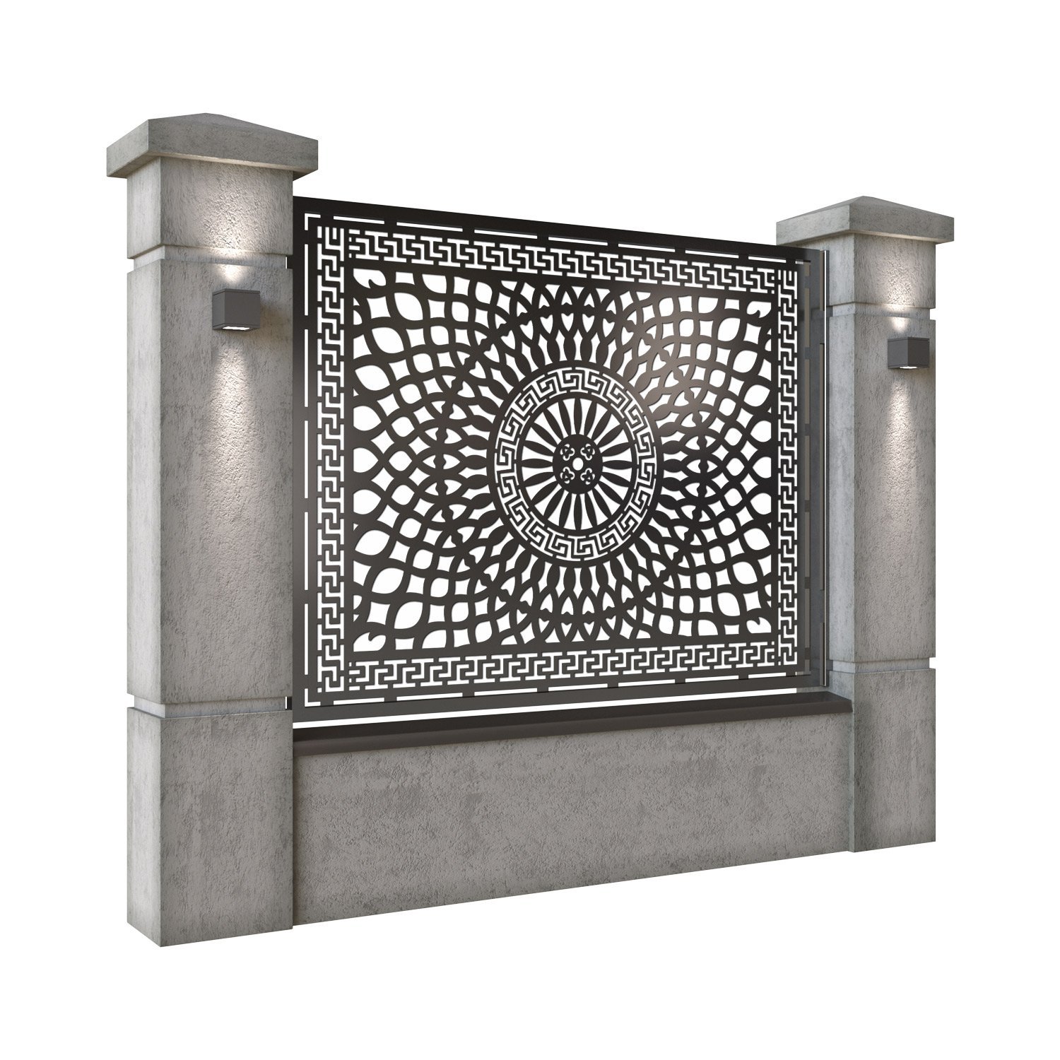 Panou de gard mare din tabla decupata (traforata) CNC cu plasma, model Qatar, SM QTR03, 1940 x 1500 mm, Negru - imagine 2