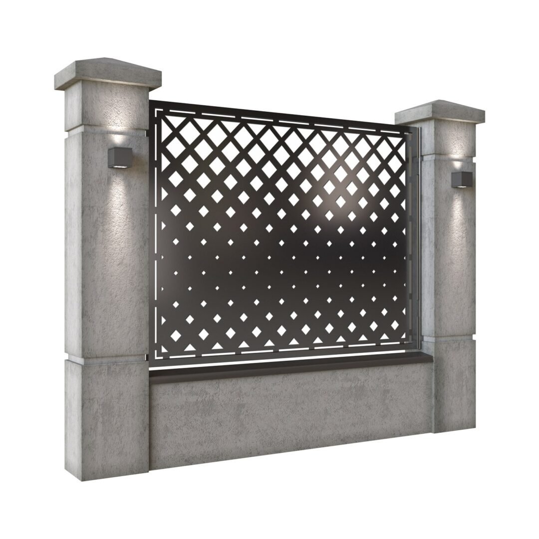Panou de gard mare din tabla decupata (traforata) CNC cu plasma, model Rumba, SM RMB03, 1940 x 1500 mm, Negru - imagine 2