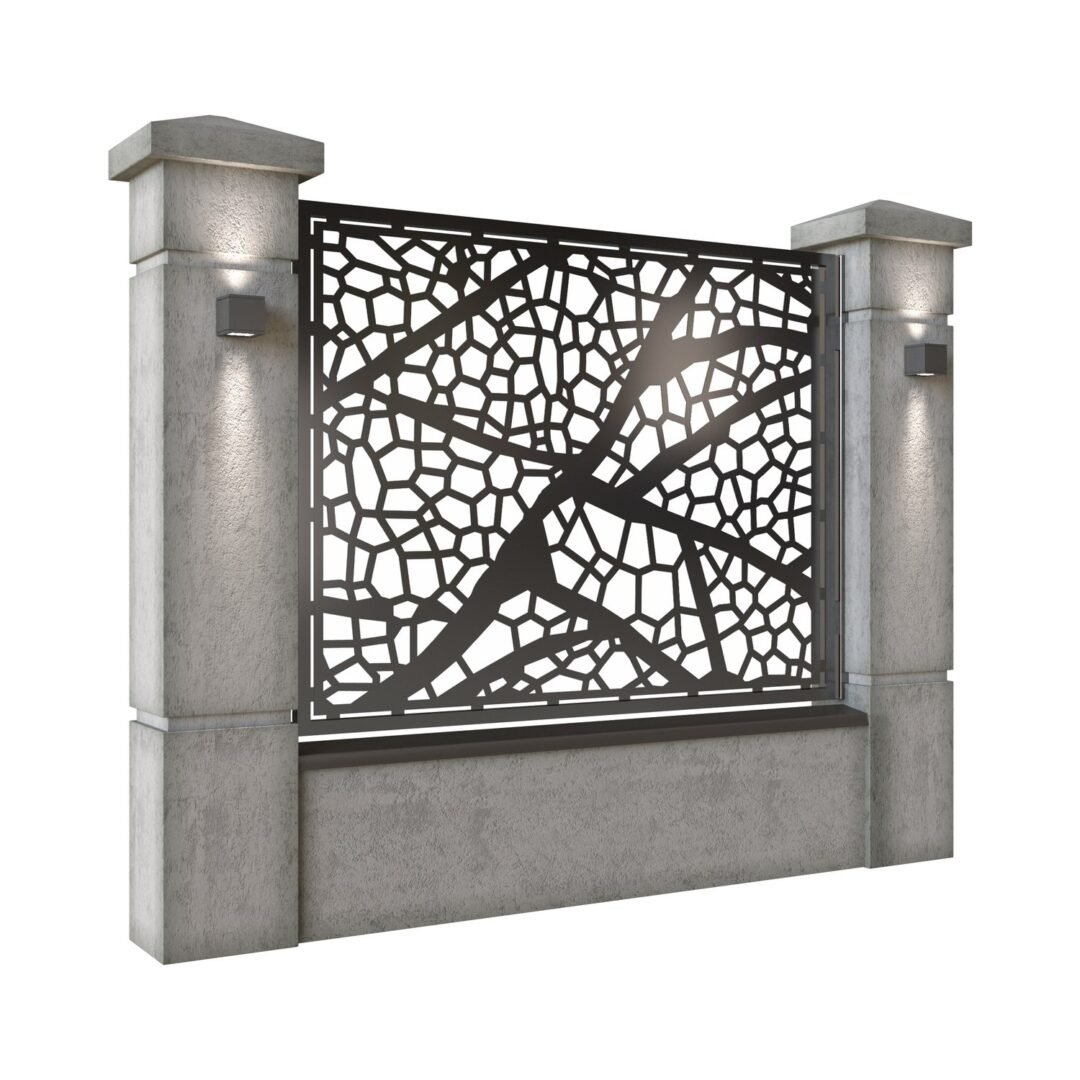 Panou de gard mare din tabla decupata (traforata) CNC cu plasma, model Sahara, SM SHR03, 1940 x 1500 mm, Negru - imagine 2
