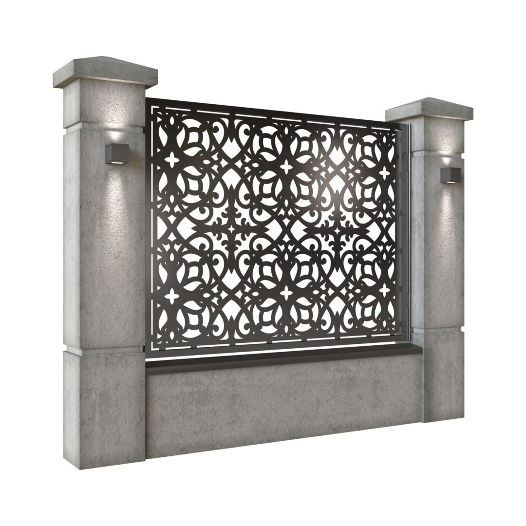 Panou de gard mare din tabla decupata (traforata) CNC cu plasma, model Sante, SM SNT03, 1940 x 1500 mm, Negru - imagine 2