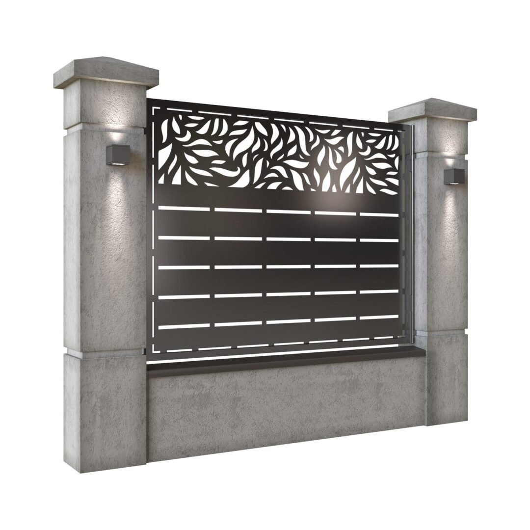 Panou de gard mare din tabla decupata (traforata) CNC cu plasma, model Tenerife, SM TNR03, 1940 x 1500 mm, Negru - imagine 2
